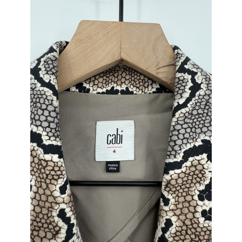 Cabi Blazer Womens 4 Gray Beige Animal Snake Print Jacket Office‎ Career #3733 - Picture 2 of 8